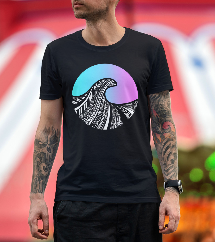 Roaring Wave Vibrant Ocean Spiral T-Shirt