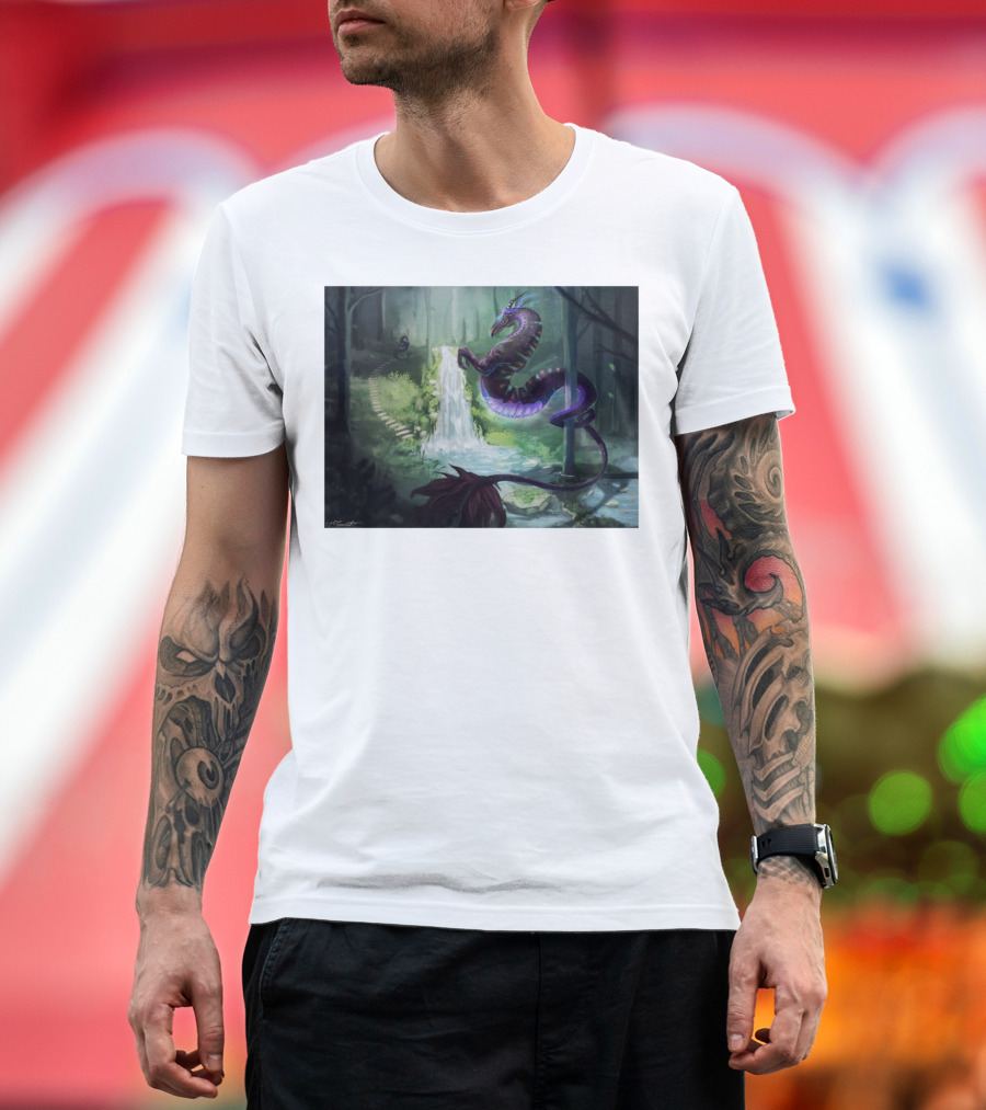 Dragons Of Forest Enchanted Waterfall Pathway T-Shirt