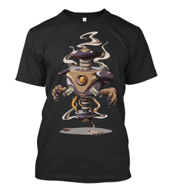 Service Bot Retro Robot With Smoking Gears And Resistors T-Shirt