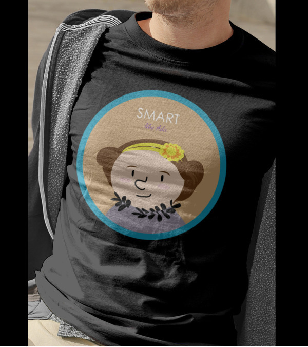 Smart Like Ada Portrait Graphic With Flower Headband T-Shirt