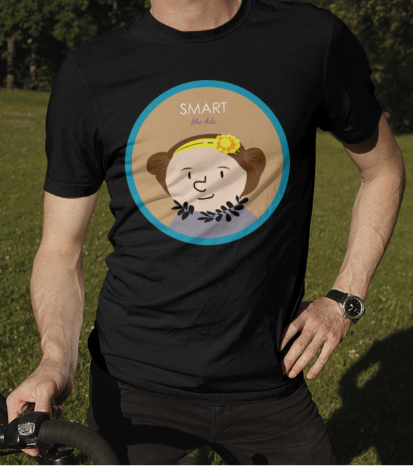 Smart Like Ada Portrait Graphic With Flower Headband T-Shirt