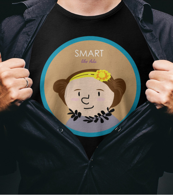 Smart Like Ada Portrait Graphic With Flower Headband T-Shirt