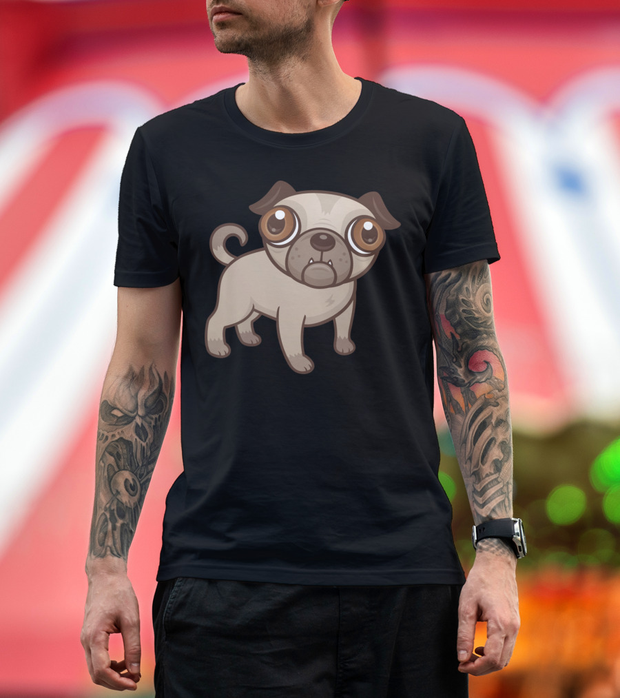 Pug Puppy Cartoon Big-Eyed Adorable T-Shirt