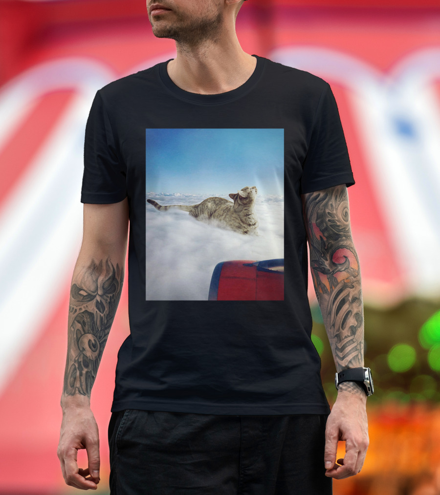 Best Before Cat Riding Airplane Through Cloudy Sky T-Shirt