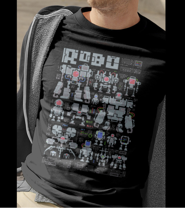 Robo Pixel Robot Blueprint Assembly T-Shirt