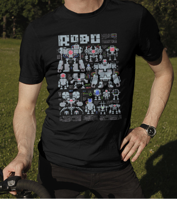 Robo Pixel Robot Blueprint Assembly T-Shirt