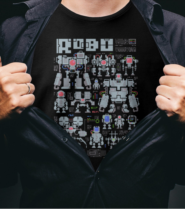 Robo Pixel Robot Blueprint Assembly T-Shirt