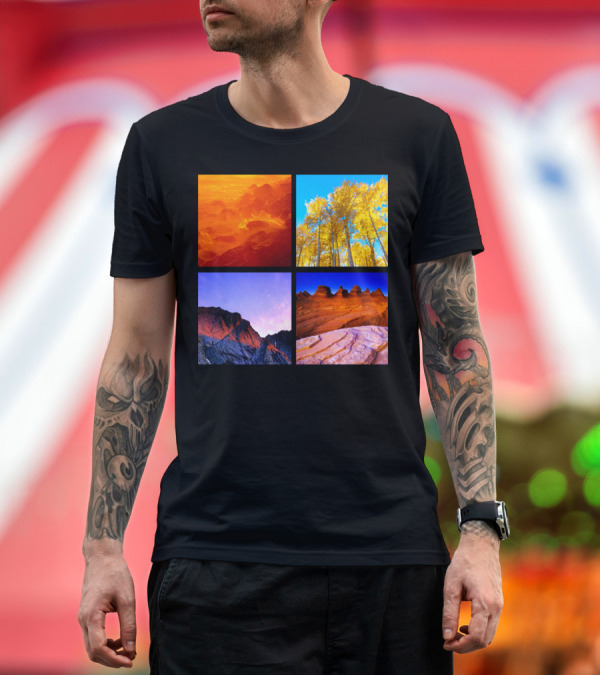 Premium T-Shirt: Ocean Forest Mountain Desert Nature Elements T-Shirt Ocean Forest Mountain Desert Nature Elements T-Shirt