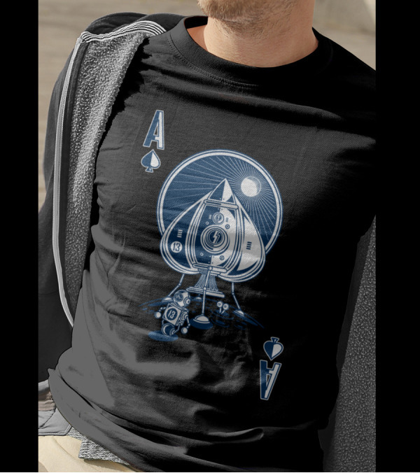 Ace Of Spaces Playing Card Spaceship Adventure T-Shirt