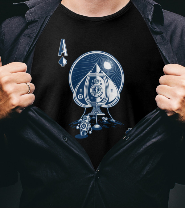 Ace Of Spaces Playing Card Spaceship Adventure T-Shirt