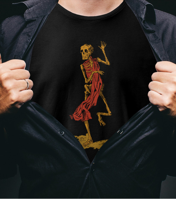 Skeleton Dance In Red Cloak T-Shirt