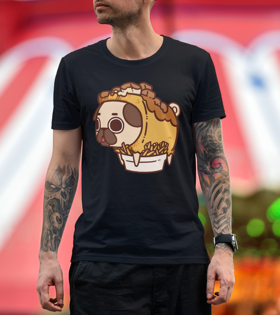Puglie Poutine Fries and Gravy Pug in Classic Costume T-Shirt