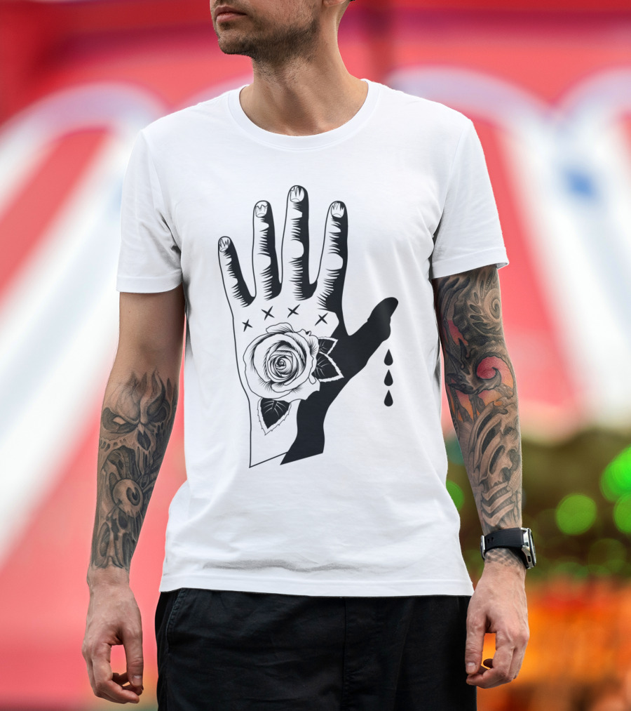 Nailbiter Hand with Rose and Dripping Blood Drops T-Shirt