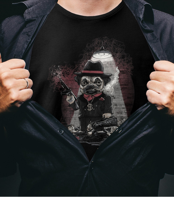 Pugnacious Pugsy Beagl The Pug Life Gangster T-Shirt
