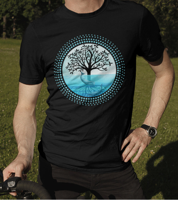 Oceanic Tree Of Life Dolphins Underwater Circle T-Shirt