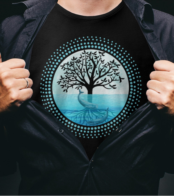 Oceanic Tree Of Life Dolphins Underwater Circle T-Shirt