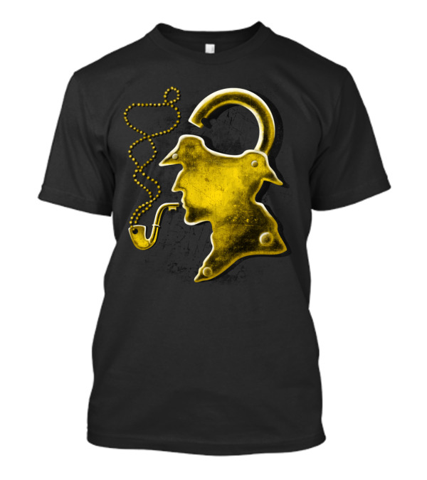 Sherlock Holmes Padlock Silhouette Smoking Pipe T-Shirt