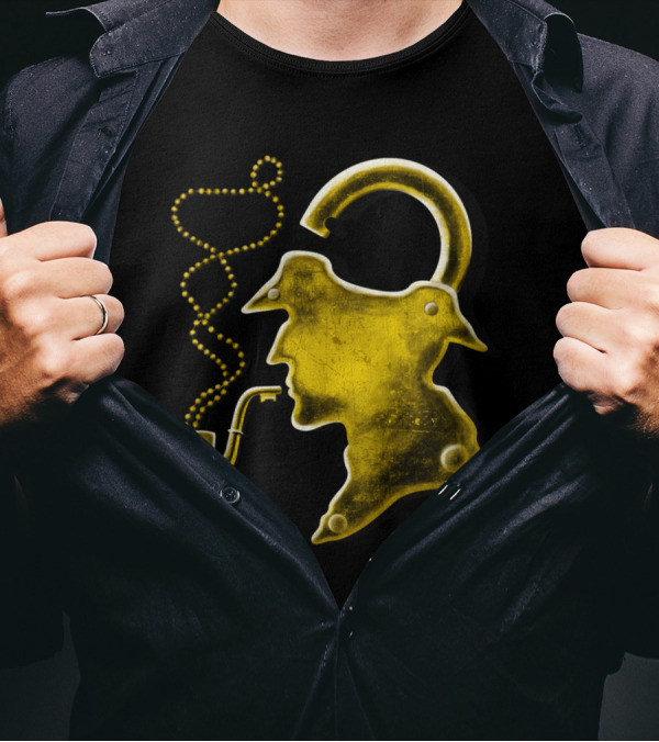 Sherlock Holmes Padlock Silhouette Smoking Pipe T-Shirt