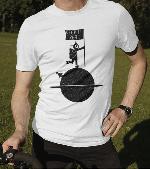 Astronaut Keep It Real Flag On Saturn Planet T-Shirt