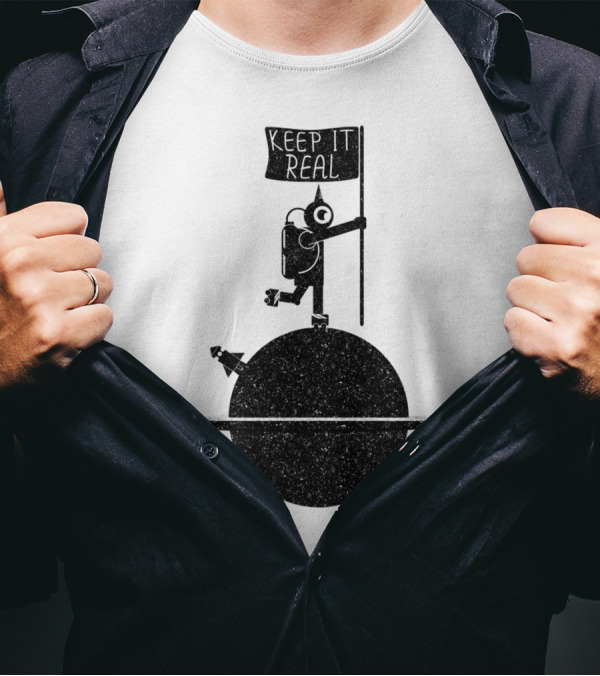 Astronaut Keep It Real Flag On Saturn Planet T-Shirt