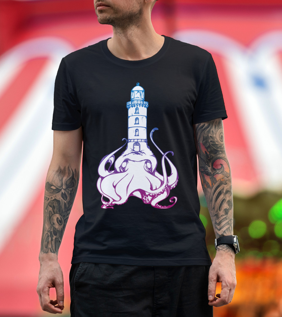 Octopus Lighthouse Nautical Fusion T-Shirt
