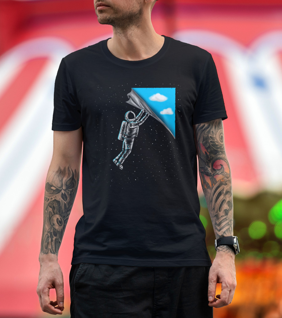 Astronaut Opens Sky to Reveal Clouds in Space T-Shirt