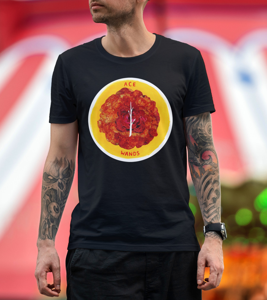 Ace Wands Round Tarot Card Fiery T-Shirt