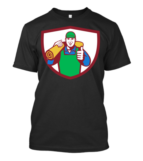 Carpet Layer Thumbs Up Shield Emblem Carrying Mat T-Shirt