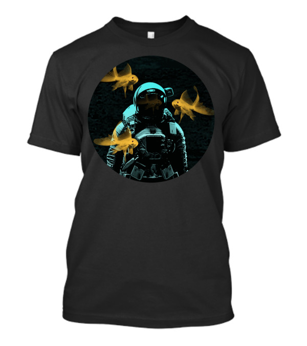 Astronaut Encountering Surreal Floating Goldfish In Space T-Shirt