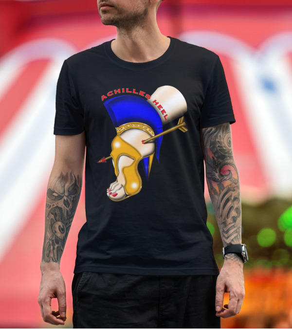 Premium T-Shirt: Achilles Heel Ancient Greek Warrior Helmet and Armor with Arrow Injury T-Shirt Achilles Heel Ancient Greek Warrior Helmet and Armor with Arrow Injury T-Shirt