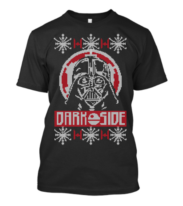 Dark Side Ugly Christmas Vader Pattern Snowflakes T-Shirt