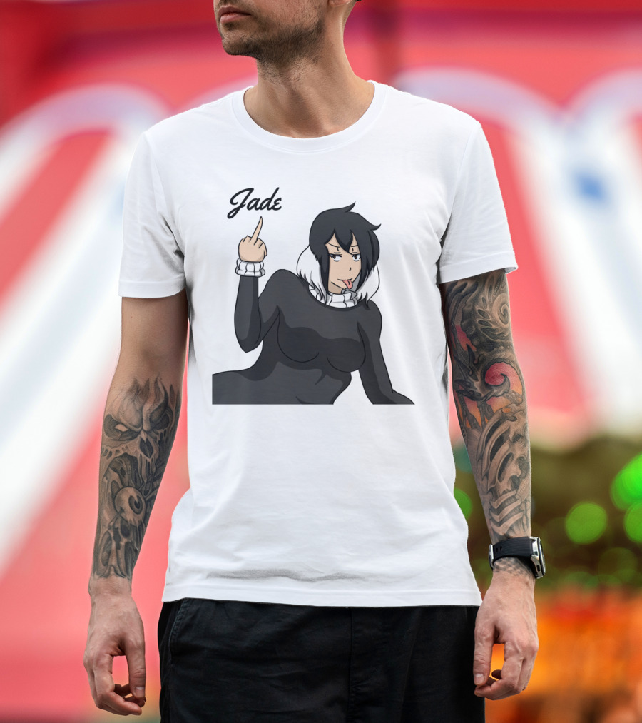 Jade Anime Character with Dark Outfit and Attitude T-Shirt