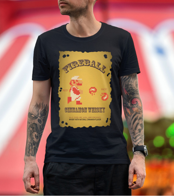 Premium T-Shirt: FIREBALL CINNAMON WHISKY RED HOT 66 PROOF NATURAL CINNAMON FLAVOR T-Shirt FIREBALL CINNAMON WHISKY RED HOT 66 PROOF NATURAL CINNAMON FLAVOR T-Shirt