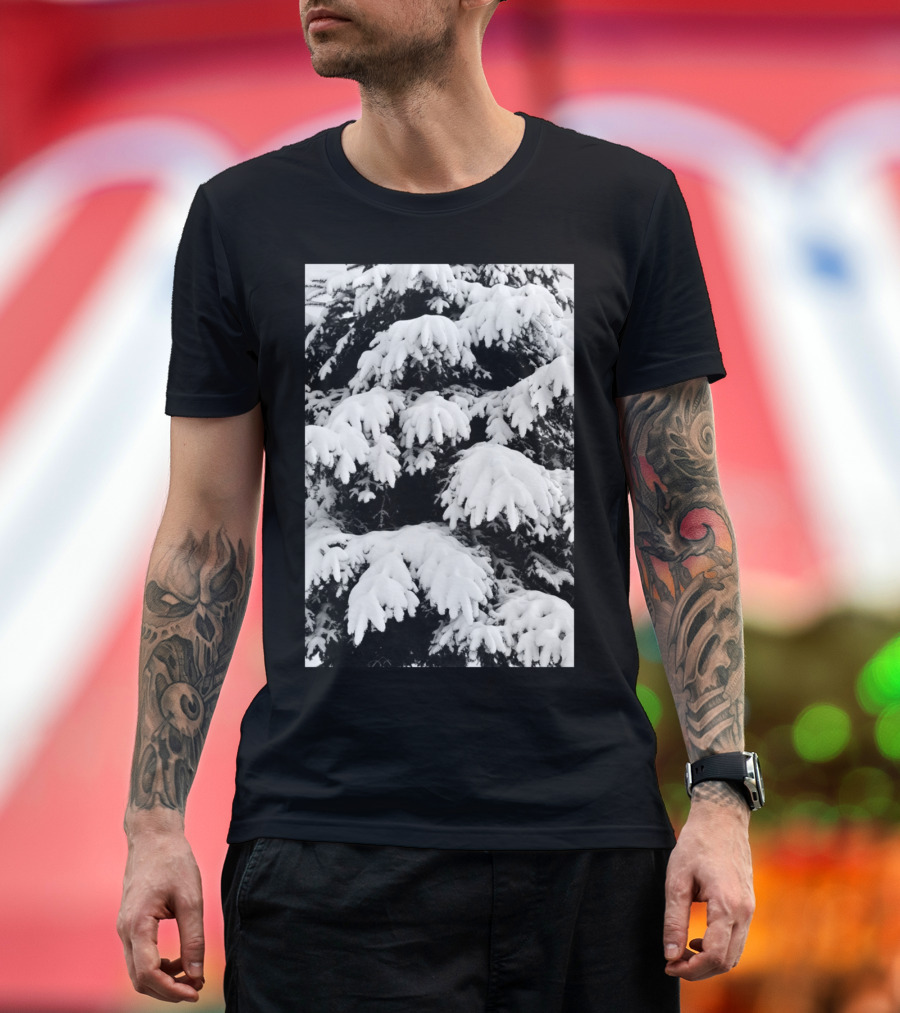 Snow Covered Fir Tree Winter Scenery T-Shirt