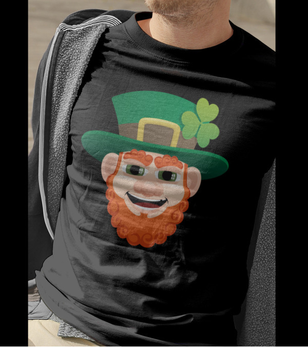 Leprechaun Head With Green Hat And Shamrock T-Shirt