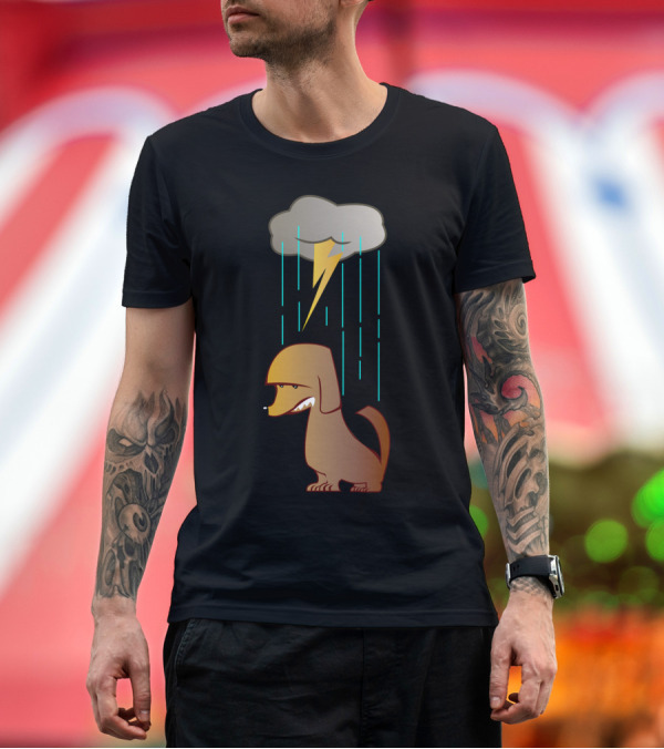 Premium T-Shirt: Un Lucky Dog Rainy Cloud Lightning T-Shirt Un Lucky Dog Rainy Cloud Lightning T-Shirt