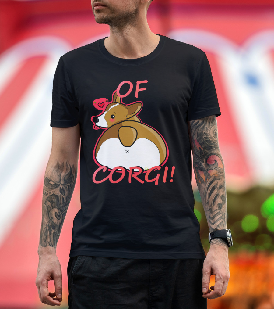 OF CORGI Playful Cartoon Corgi with Heart Bubble T-Shirt