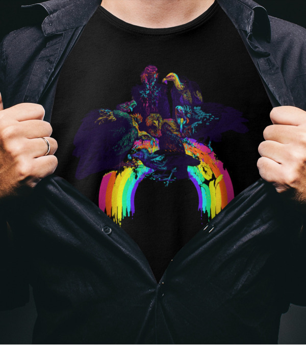Atmospheric Event Rainbow Vultures Colorful Gathering T-Shirt