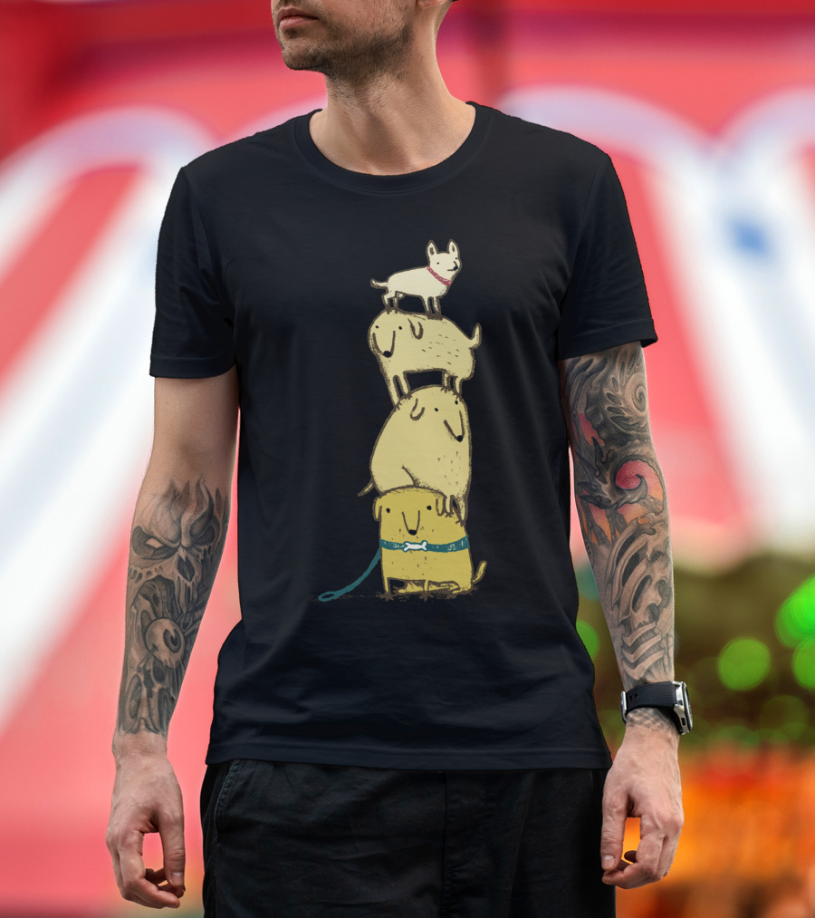 Puppy Totem Stack with Bone Collar and Leash T-Shirt