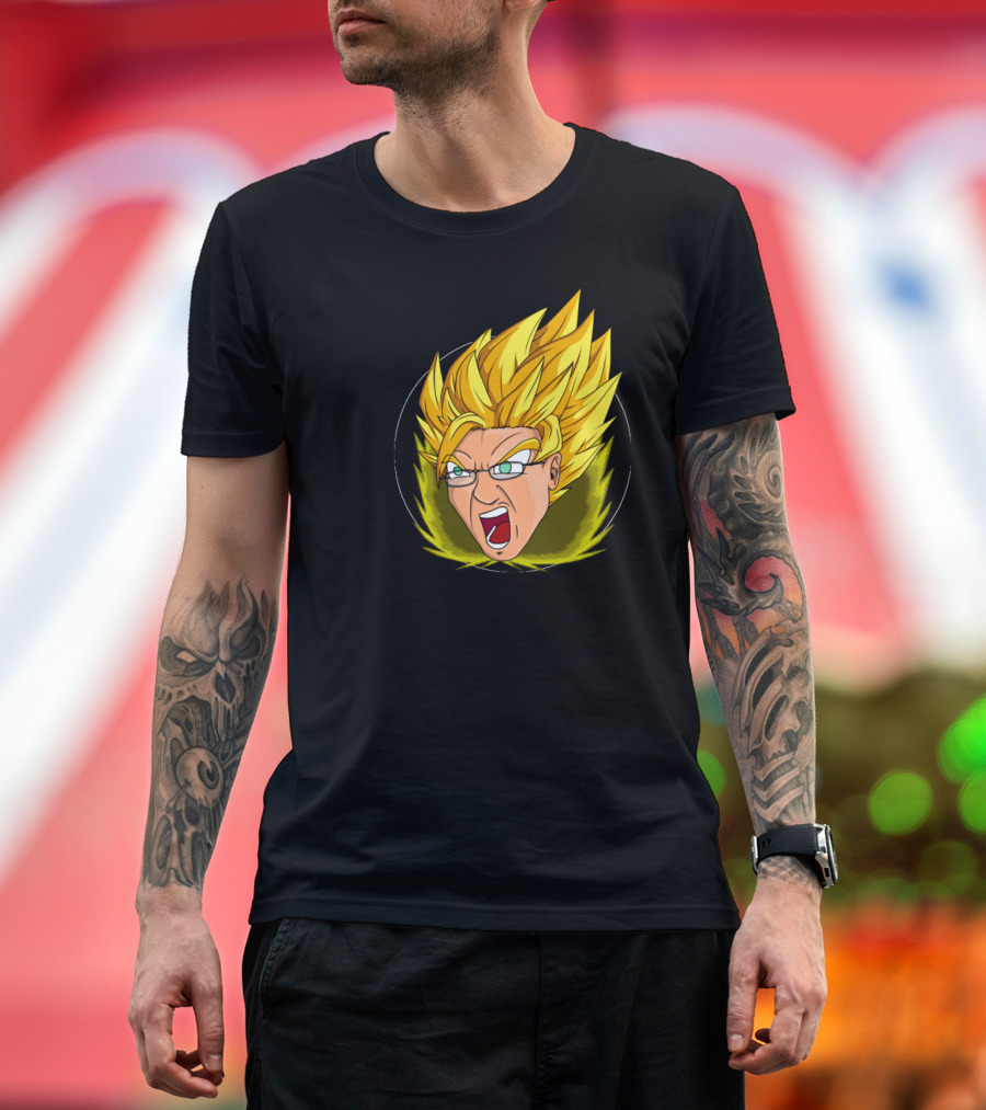 SoJ Shadow Plays Store Super Saiyan Inspired Iconic Anime Character Face Burst T-Shirt