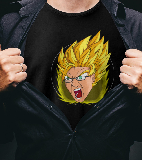 SoJ Shadow Plays Store Super Saiyan Inspired Iconic Anime Character Face Burst T-Shirt