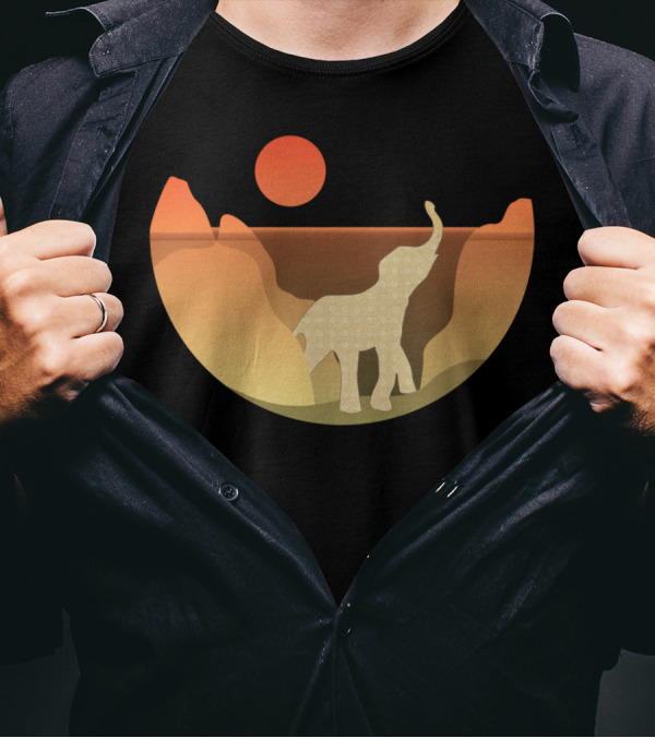 Underwater Elephant Scene Sunset Desert T-Shirt