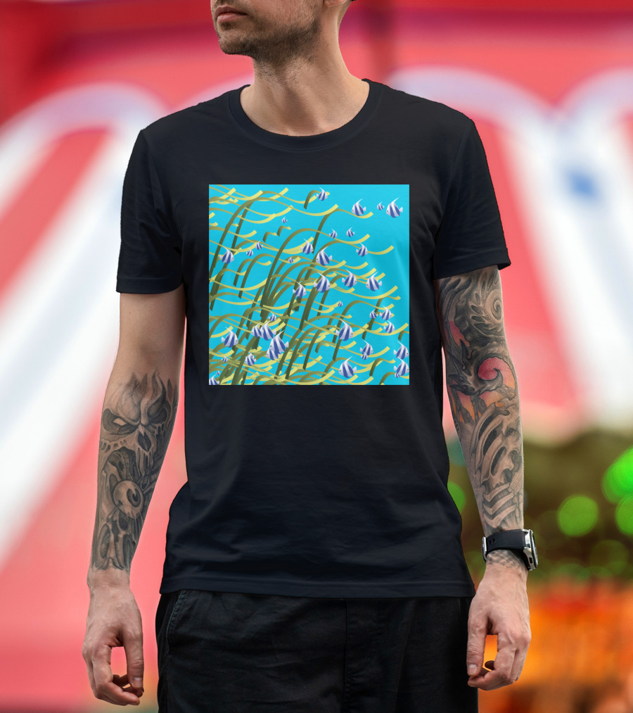 Underwater Life with Striped Fish and Seaweed T-Shirt