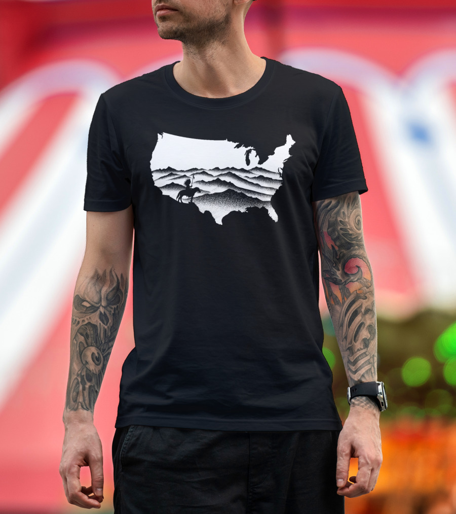 United States Native American Horseman Landscape T-Shirt