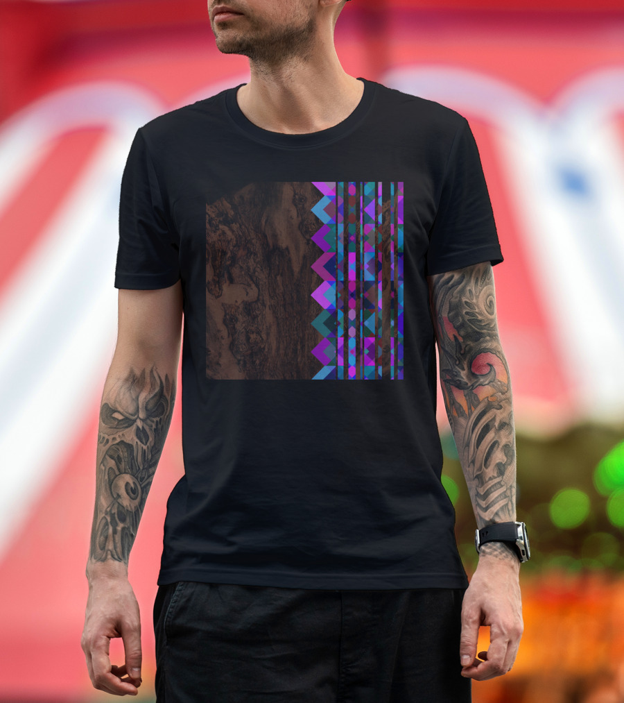 Chevron Stripes on Textured Purple Wood T-Shirt