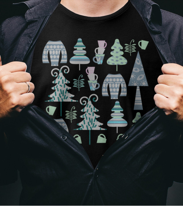 Happy New Year Winter Sweaters Coffee Mugs Trees T-Shirt