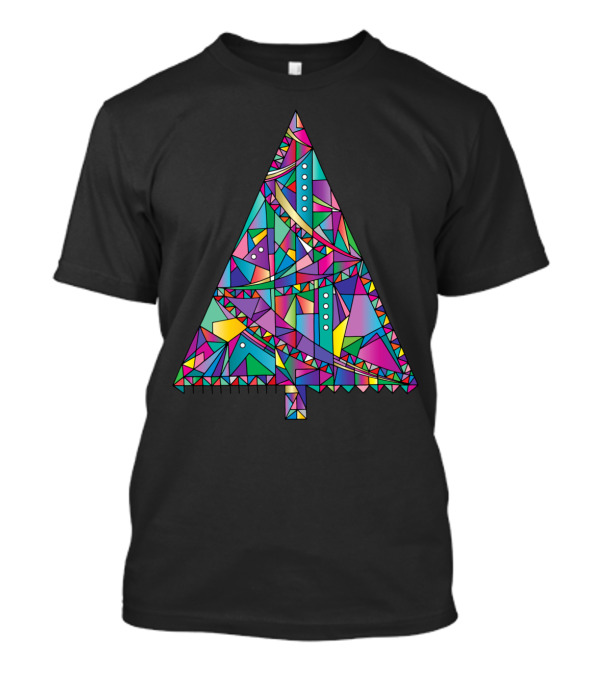 Happy New Year Tree Stained Glass Geometric T-Shirt
