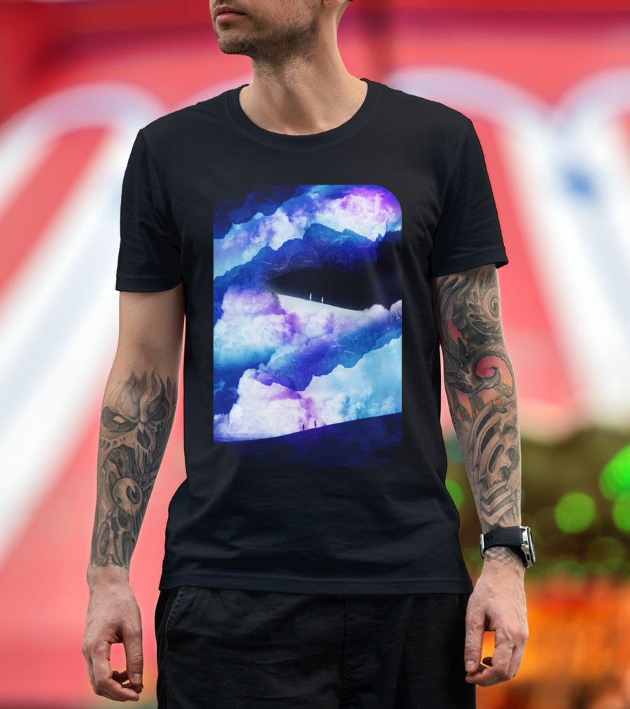 Purple State of Isolation Cloud Layers and Silhouetted Paths T-Shirt