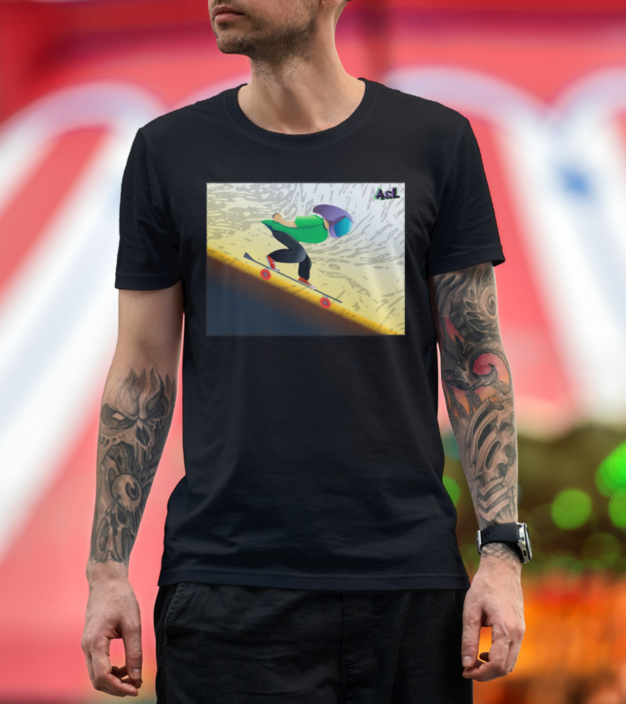 Skateboarding Downhill with A&L Adventure T-Shirt