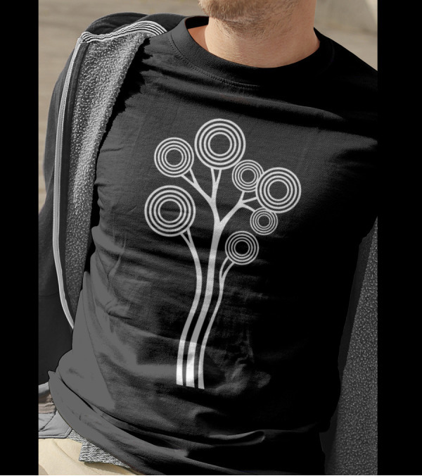 Happy Tree Black And White Circular Pattern Edition T-Shirt
